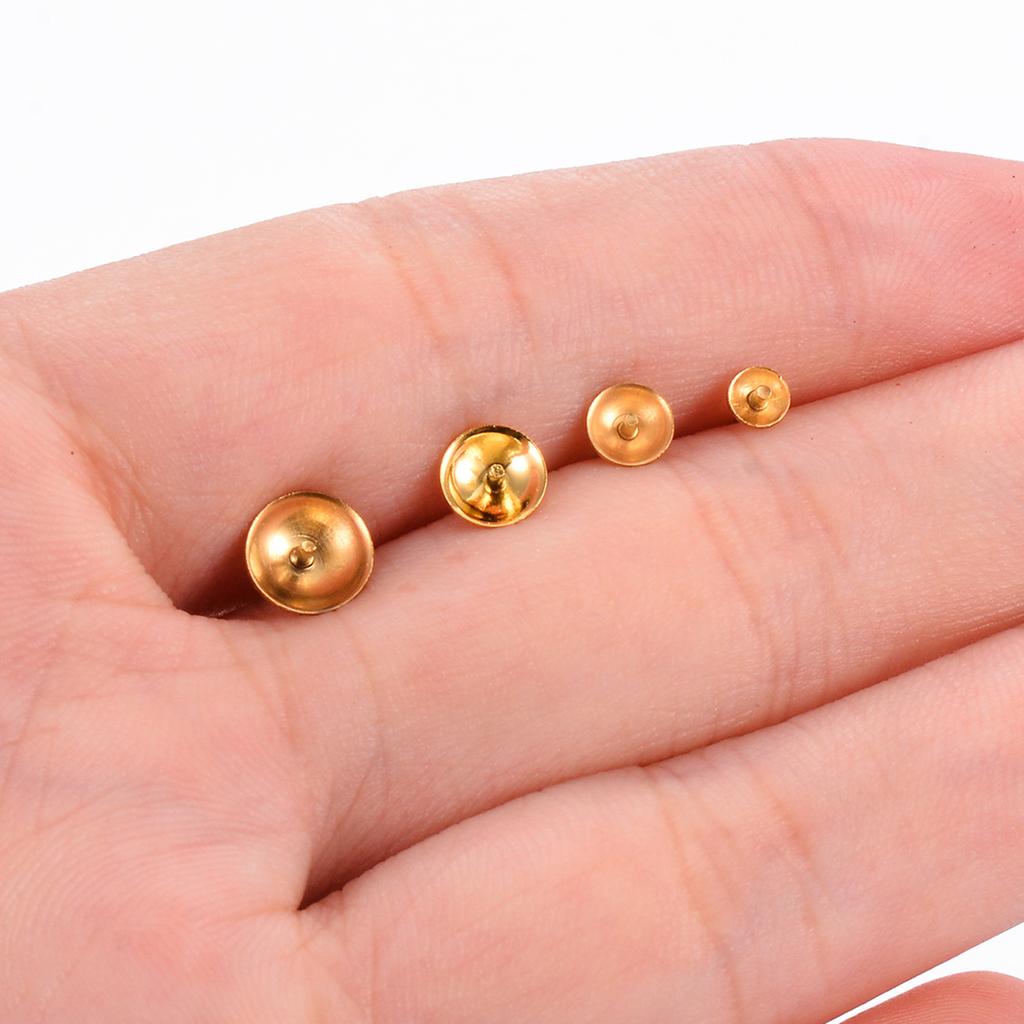 Wholesale 50pcs/lot Stainless Steel Blank Post Earring Studs Pins Base 3/4/5/6mm Ear For Half Hole Pearl Bead DIY Jewelry