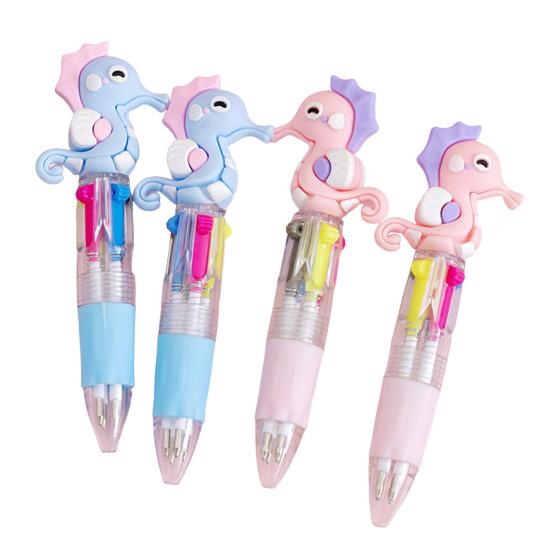 Yousheng 4 szt. Świąteczne długopisy z zabawnymi nakładkami 4 kolory Długopis klikany Chowane długopisy do pisania na przybory szkolne Nagrody dla uczniów