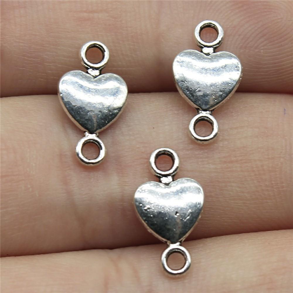 20pcs Hearts Charms Antique Silver Color Small Heart Charms Jewelry DIY Heart Charms For Bracelet Making