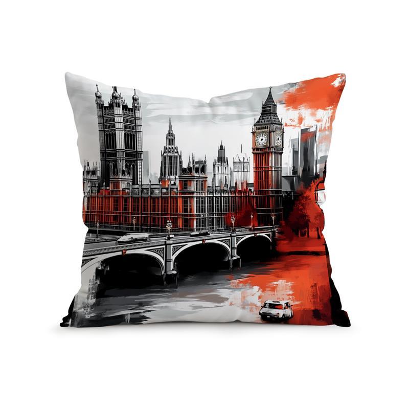 Home Decor London Icons With Red Autumn Leaves Pillowcase Pattern Cushion Cover Suitable For Sofa Bedroom Car Pillow Cover