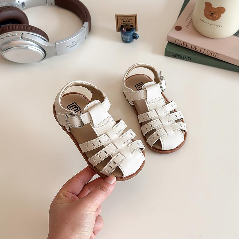 

Summer Toddler Girls Cute Lightweight Closed Toe Ankle Strap Sandal Children Soft Sole Non-slid Sandal with Hook Loop Fastener 24