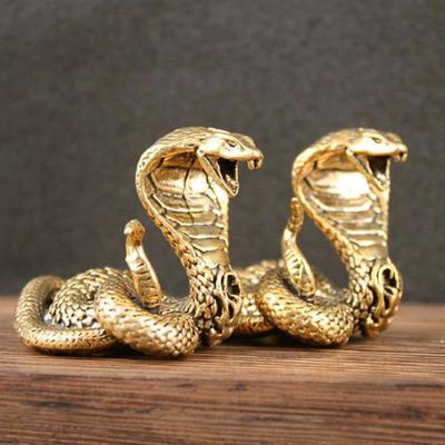 Yousheng Brass Snake Figurine Retro Snake Statue with Detailed Scales Home Office Tabletop Mini Snake Ornament Gift for Snake Lovers