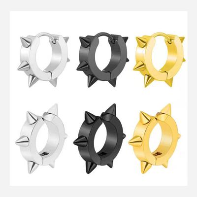 Men 'S Titanium Steel Pointed Cone Cycle Earrings Hip -Hop Puncture Ear Buckle