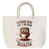 Beach Bag - PLANETEE - The Owl Grandmother Grain - Rope Handles - Printed Cotton France - Large Capacity