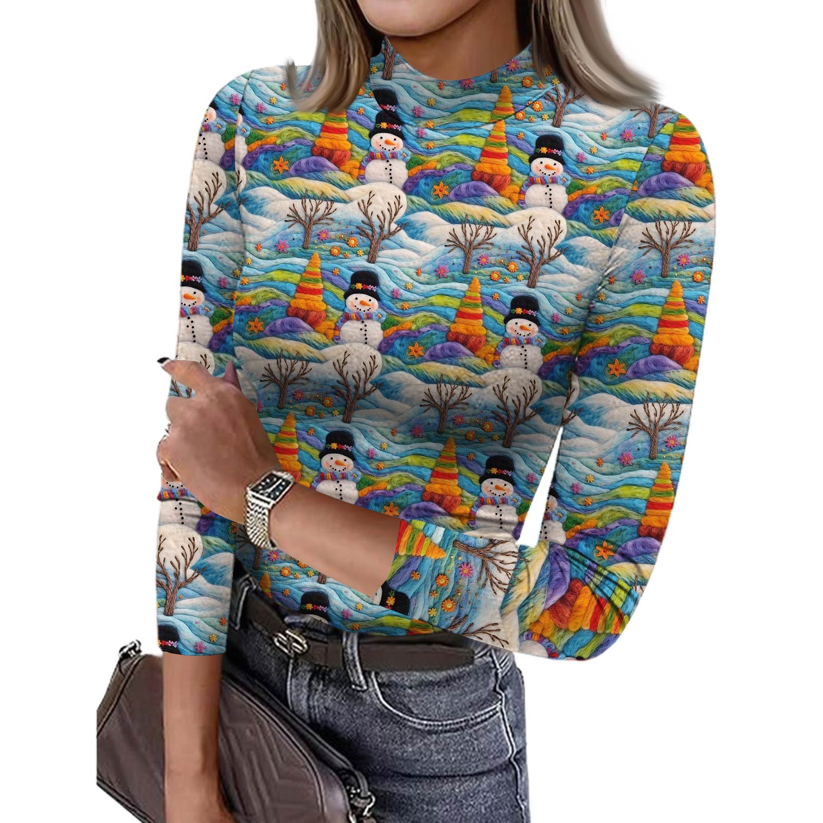 

Женская футболка с облегающим низом, модная повседневная, с градиентным принтом, с круглым вырезом, пуловер, топ с рукавом 3/4 L