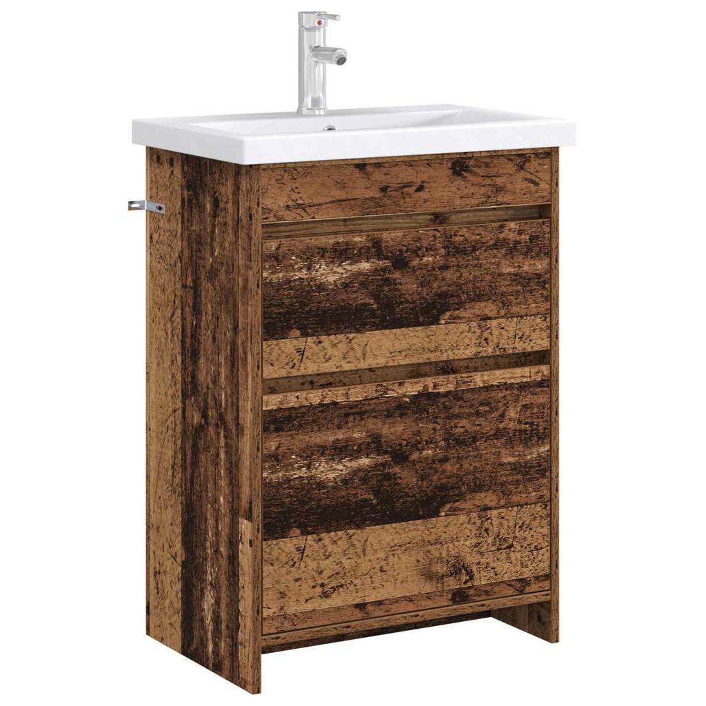 Bathroom Vanity Unit Reclaimed Wood Look 56 x 37.5 x 81 cm Engineered Wood