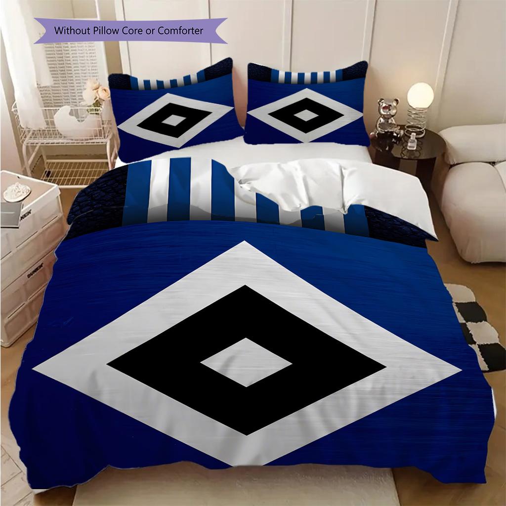 Set Copripiumino Trapuntato con Motivo Hamburger SV Federa Decorazione per la Casa Regalo di Compleanno (1 * copripiumino + 2 * federa, senza nucleo)