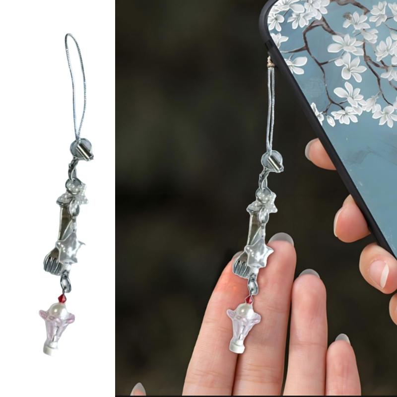 Sweet Dessert Theme Beaded Phone Strap Handmade Resin Charm for Women Girls Lovely Gift Keychain Bag Accessory