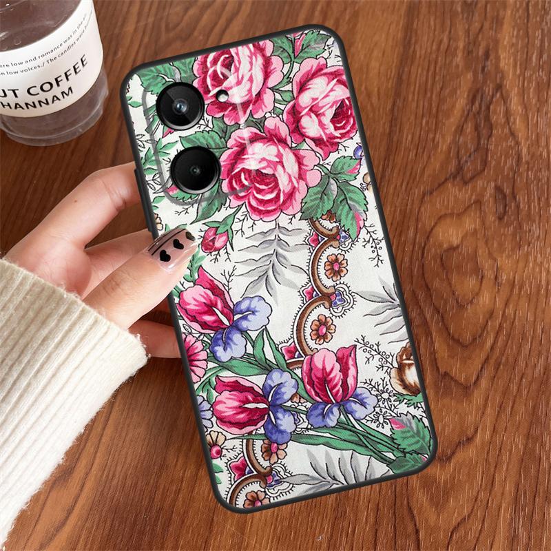 Russian Scarf Floral For Realme 15 Pro GT7 GT6 10 11 12 13 14 Pro Plus C75 C71 C65 C63 C61 C53 C67 C35 C55 Case