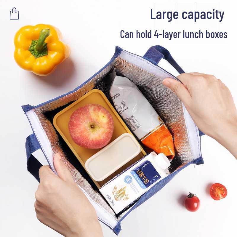 Portable Japanese-Style Bento Lunch Bag with Insulated Lining