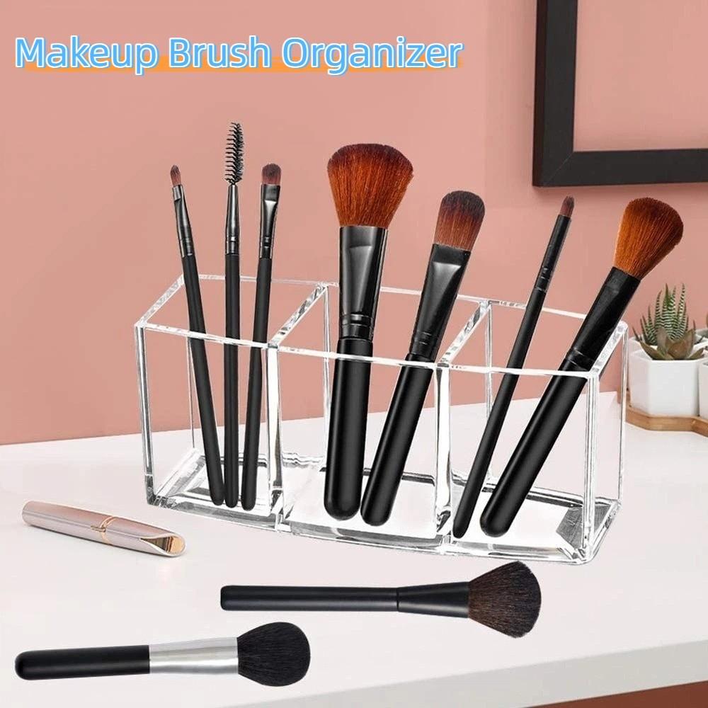 Clear Brush Holder Plastic Makeup Storage Tray Jewelry Case Cosmetic Storage Box  Drawer Organizer