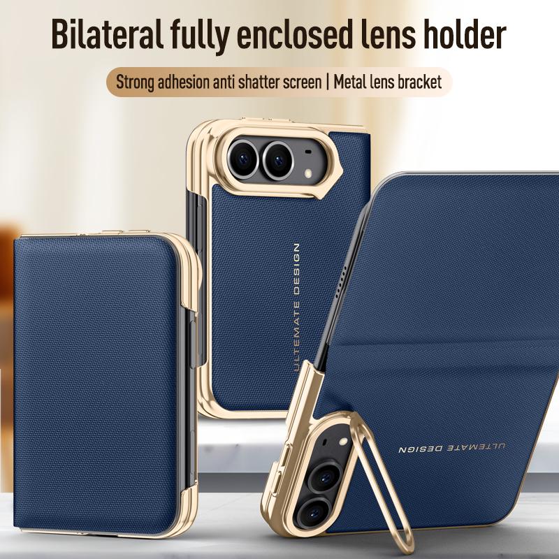 Per iPhone Duo Case Lussuosa Pelle Opaca Amica della Pelle Magnetica Flip Cover Staffa Obiettivo Custodia Protettiva Antiurto Accessori