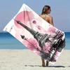 1PC Eiffel Tower Pattern Beach Towel Vintage Microfiber For Seaside Pool Camping Travel Yoga Fitness