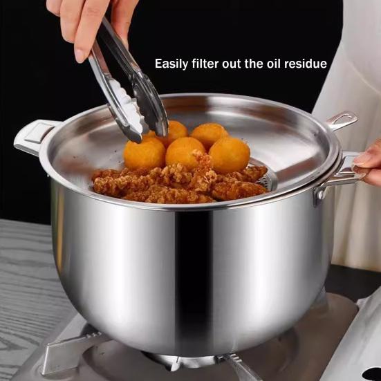 Edelstahl Ölbehälter mit Deckel & Sieb Robuster Küchenschmalztopf zur Aufbewahrung von Frittierfett Filterung Rostfrei Spülmaschinenfest