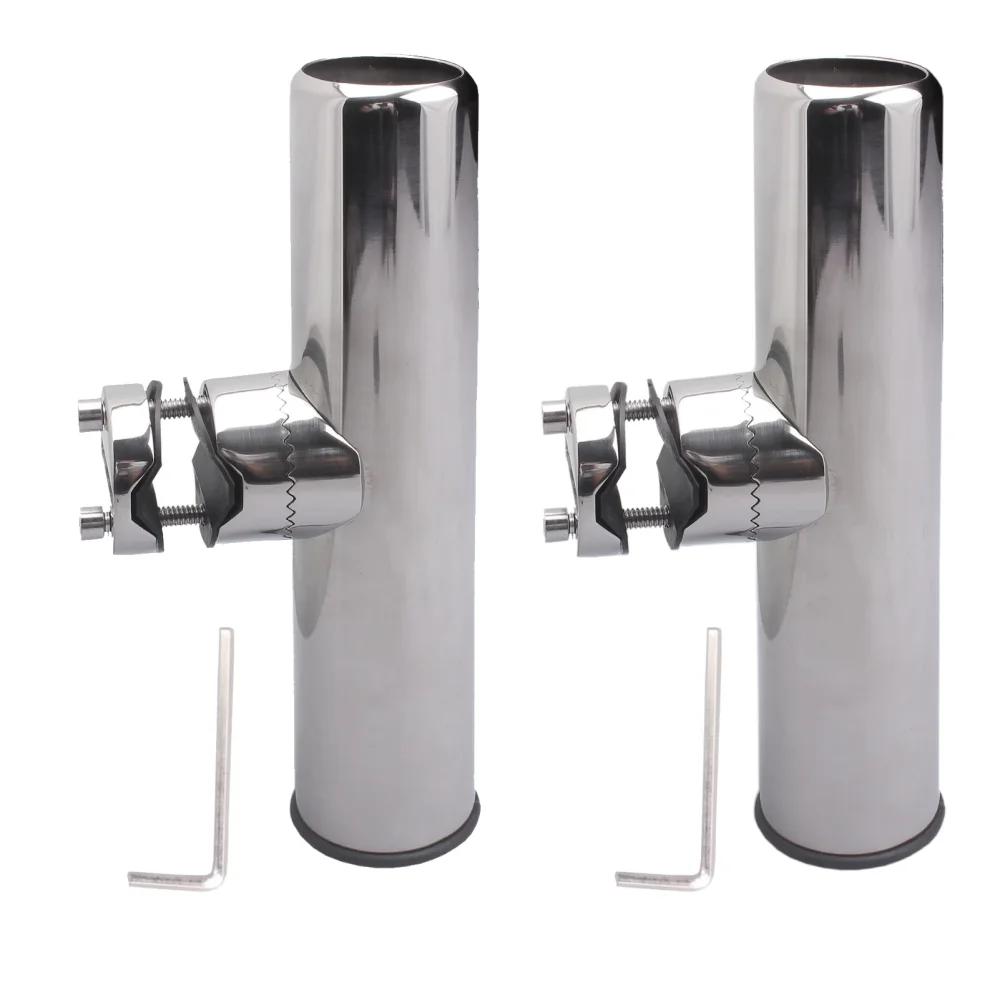 2PCS High Quality Marine Accessories Boat Stainless Steel Clamp On Fishing Rod Holder Rails for 7/8'' To 1'' Tubes