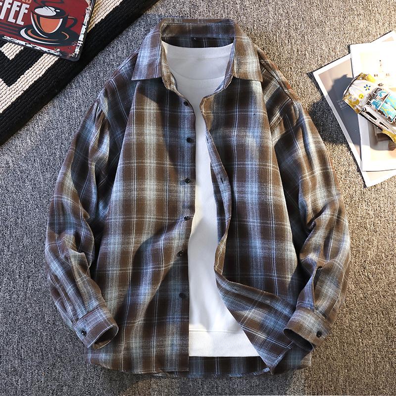 Men's Long Sleeved Shirt Korean Casual Loose Shirt Men's Coat