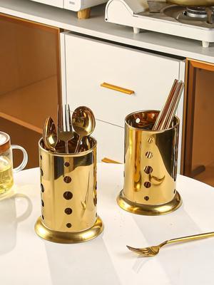 1 Stück Edelstahl-Stäbchenhalter, Metall-Besteckhalter, Küchenutensilien-Aufbewahrungs-Schubladeneinsatz, Goldenes Einweihungsgeschenk