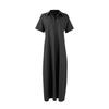 Women's Fashionable Solid Color V Neck Short Sleeved Button Loose Pullover Shirt Dress