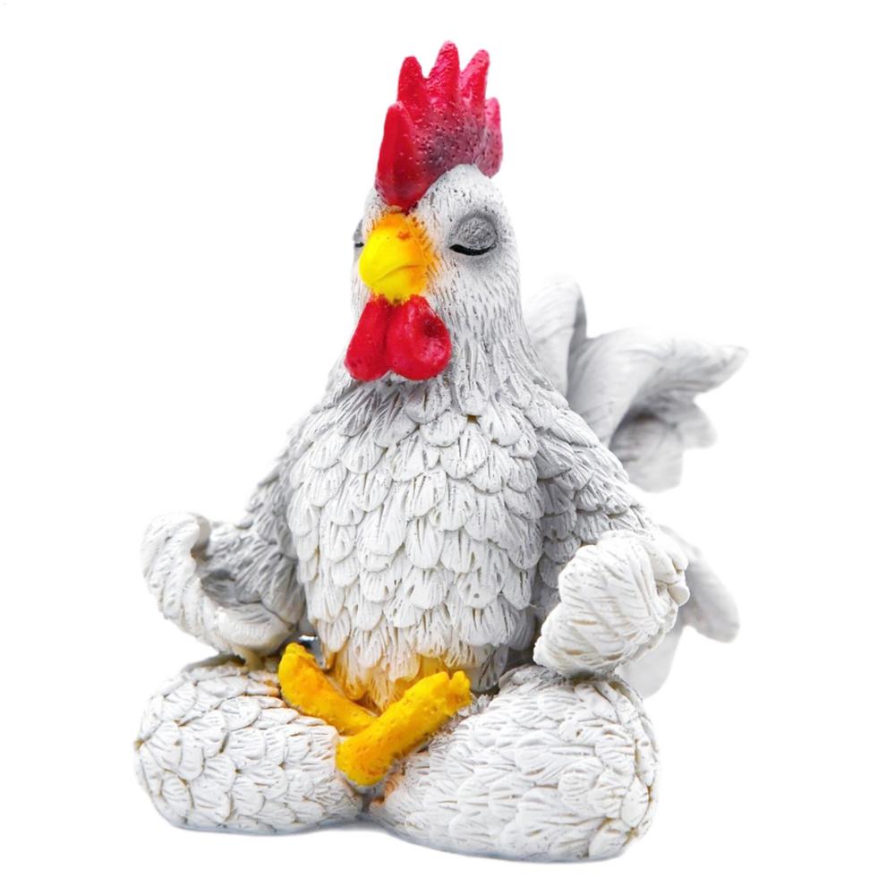 

Медитация Петух Статуя Садовая Скульптура Настольное Украшение Креативная Декоративная Фигурка Петух Домашняя Птица Курица Модель белый