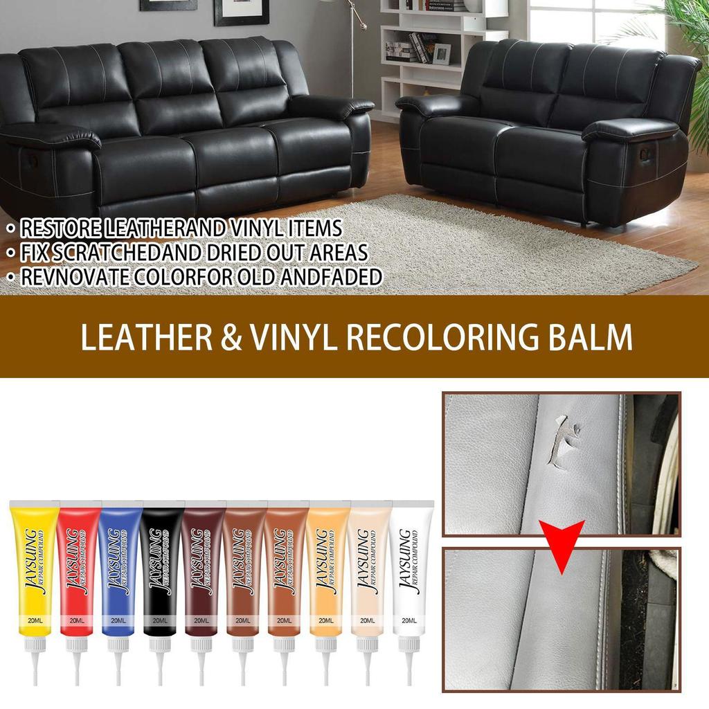 Jaysuing Leather Color Repair Paste, White Leather Coat and Shoes Dye, Car Leather Seat Leather Renovation and Color Repair, Suitable for Leather 20ml