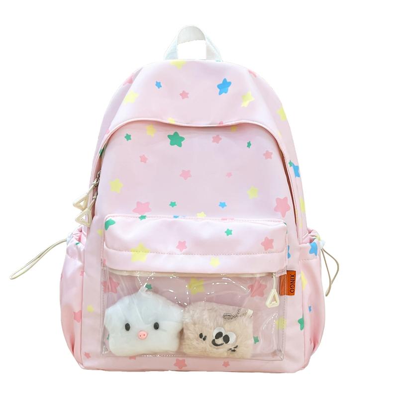 

Школьный рюкзак с принтом звезд Женский рюкзак Студенческий Рюкзак большой вместимости розовый