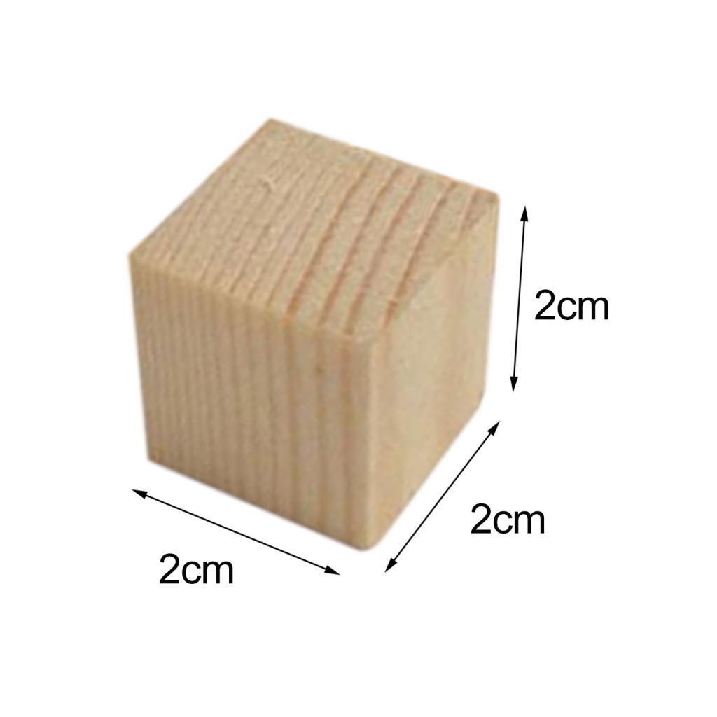 50Pcs Wooden Blocks Solid Wood Cubes Woodcraft Playing Square Unfinished for