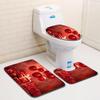 3D Christmas Bathroom Toilet Three-Piece Floor Mat Doormat Bathroom Carpet