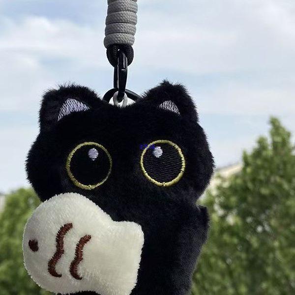 Pluszowy breloczek Czarny Kot: Urocza zawieszka do plecaka dla studentów i par