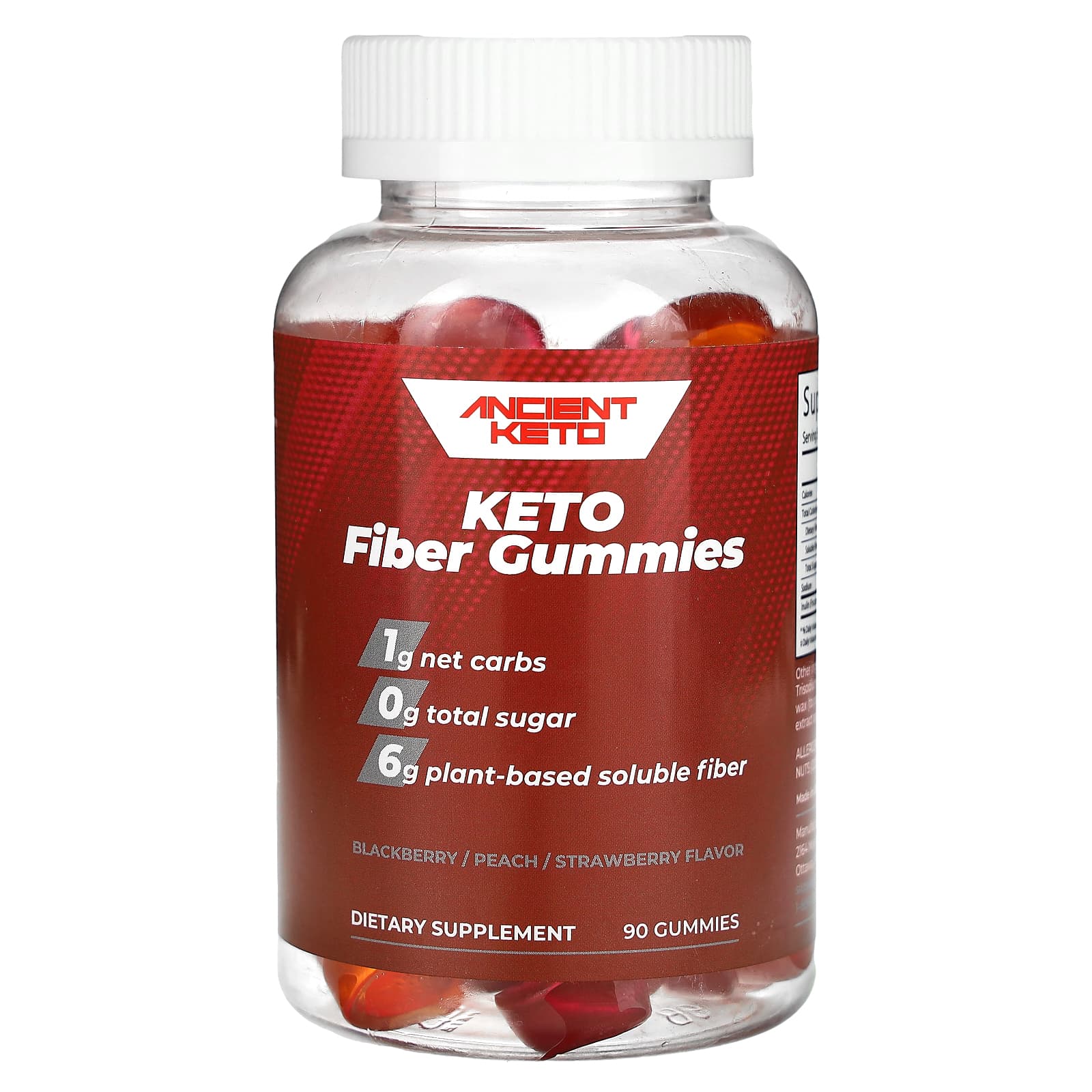 

Keto Fiber Gummies, Blackberry, Peach, Strawberry, 90 Gummies