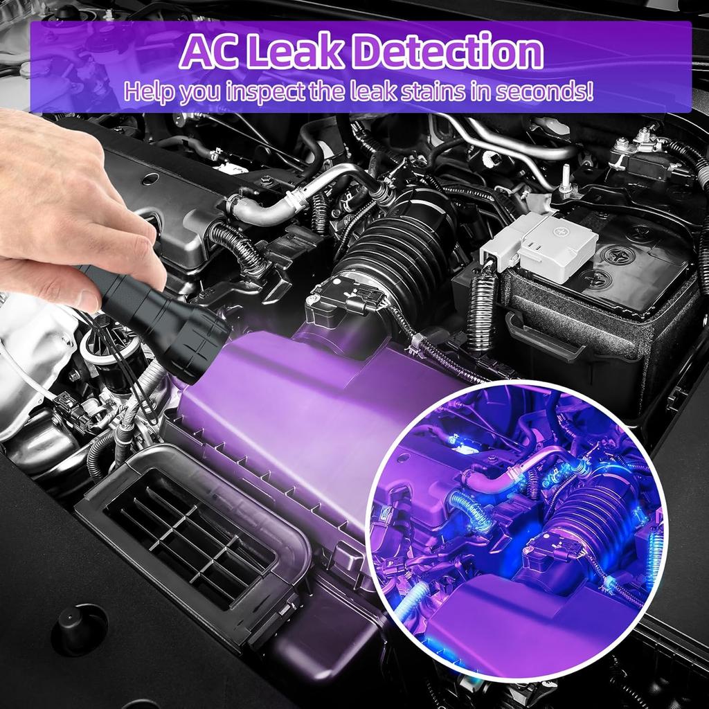 COSOOS Air Conditioner Leak Detector Tool, AC Leak Detector Kit, UV Light For AC UV Dye Leak Detection, Oil Dye Leak Detector With Protective Glasses
