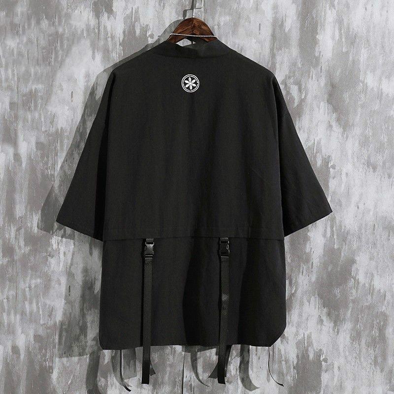 Summer Men's Haori Cardigan Kimono Shirt Samurai Japanese Clothing Robes Loose Obi Male Yukata Jacket Streetwear Asian Clothes