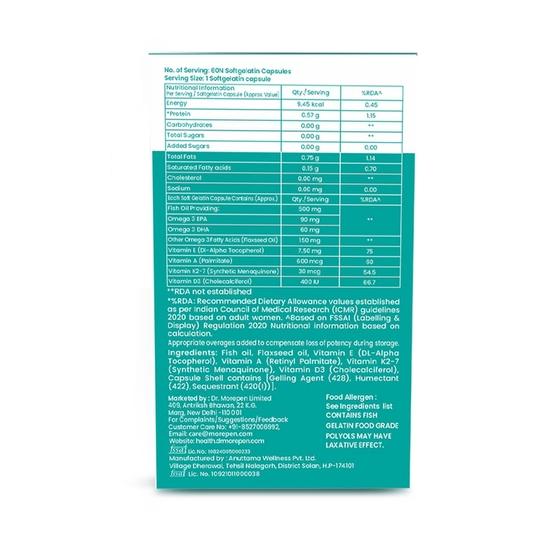 DR. MOREPEN Olej Rybi Omega 3 z 300mg EPA i DHA | 500mg | Olej Rybi o Wysokiej Potencji 60 Kapsułek Miękkich (Pakiet 1)