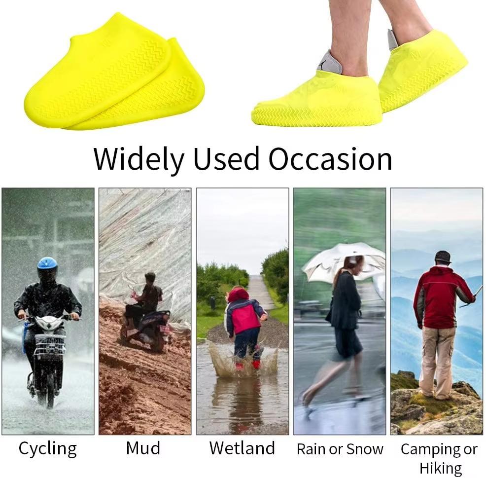 2PC Silicone Shoe Covers Waterproof Reusable Wear-resistant Anti-Slip for Outdoor Rainy Day Unisex Overshoes Weather Accessories