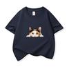 Kids Cotton T Shirt Peeking Calico Cat Graphic Print Crew Neck Short Sleeve Tee Casual Breathable Boys Girls Summer Tops