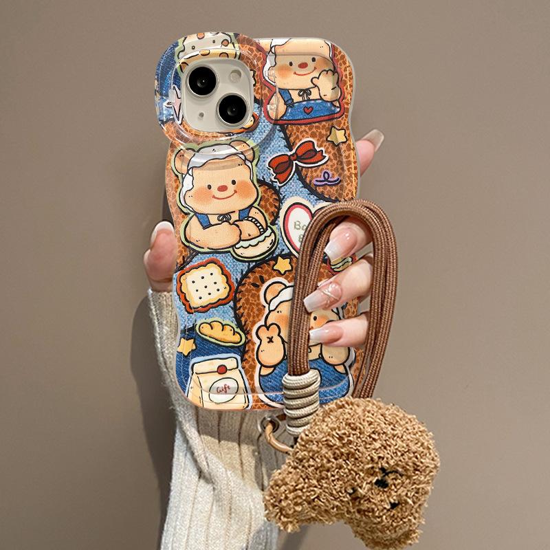Denim Butter Bär Lanyard für Apple 16PRO Handyhülle IPhone 15 Unsichtbare Doppelhalterung 14 Silikon X
