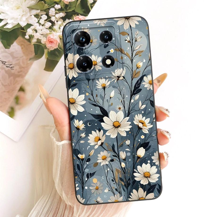 Cartoon Cat Painting Phone Case For Infinix Note 30 Pro 30i Note30 VIP Back Cover Soft Matte Silicone Daisy Flower Bow Fundas