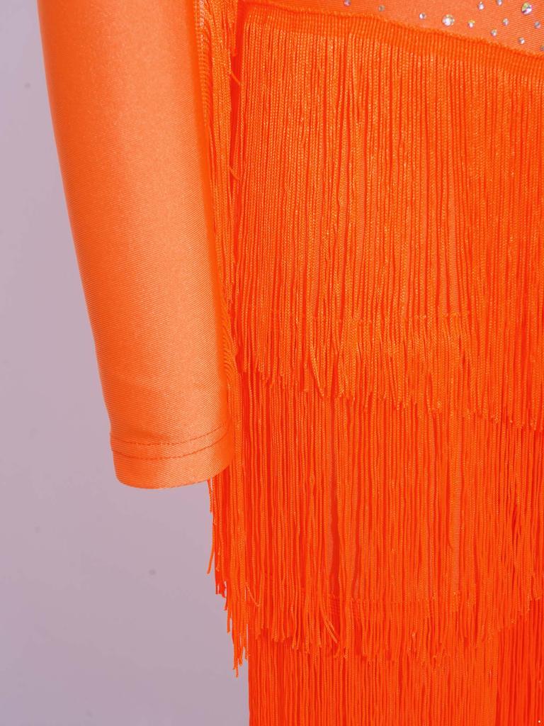 Set de pantaloni cu franjuri pe straturi pentru fete Talie elastică Crop top cu strasuri strălucitoare Ținută Latină