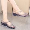 Neue Sommer Damen Baotou Ausgeschnittene Keilsandalen Strand Sandalen Weiche Sohle Rutschfest Transparente Kristall Sandalen Mutti Sandalen