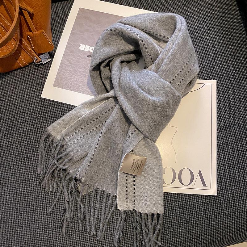 Autumn and Winter Korean Style Fashionable Pure Wool Scarf for Women Versatile and Warm Wool Scarf New Comfortable and Thickened Shawl