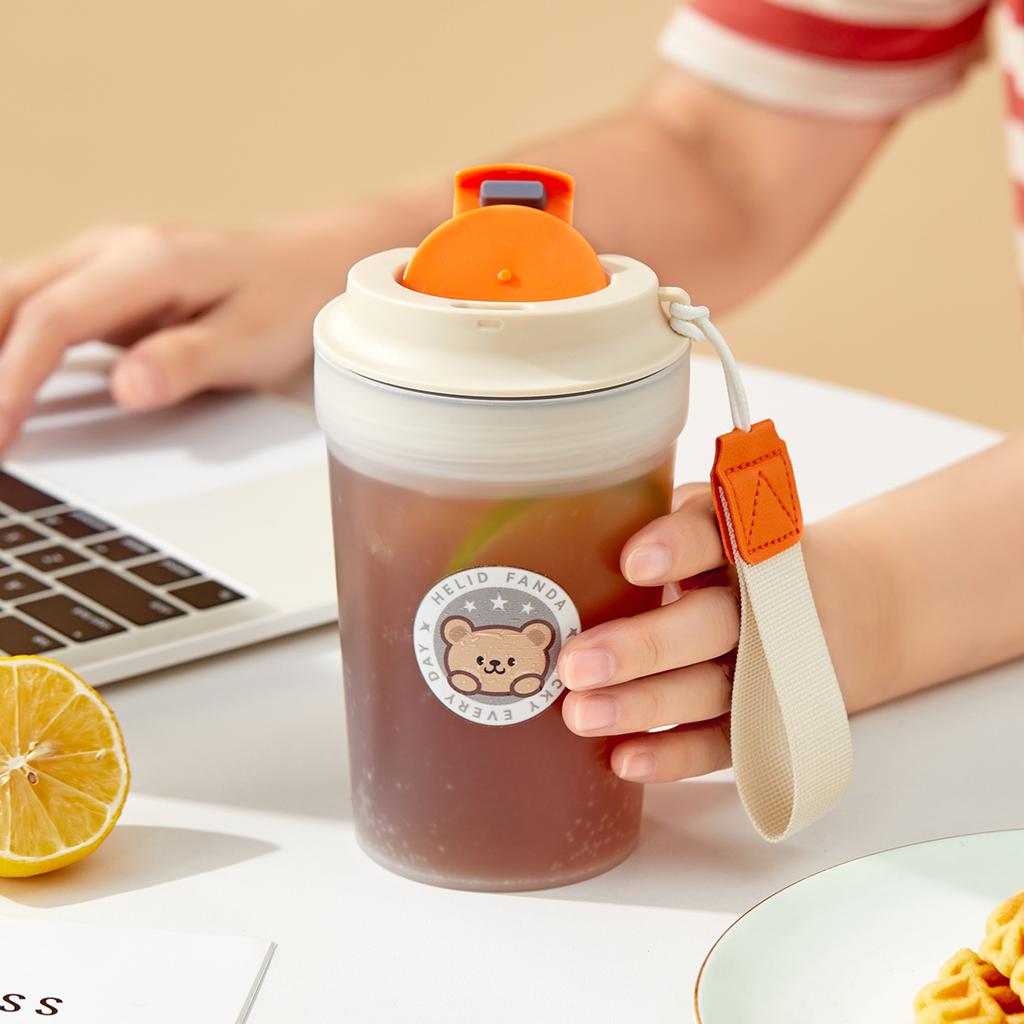 Plastic Coffee Cup With Rope,Sports Portable Drinking Bottle Reusable Water Cup Office Workers Coffee Mug Drinkware