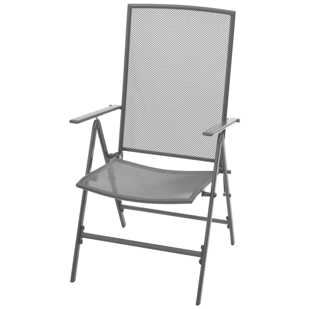 Vidaxl 3-Cz. Set with Folding Chairs, Anthracite, Steel