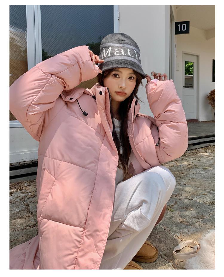 Damen 2024 Wintermode Baumwollmantel mit Kapuze in Überlänge - Dick, warm und Überknie-Stil