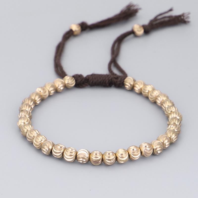 Handgemaakte Tibetaanse Koperen Kralen Armband Boeddhistisch Gevlochten Katoenen Gelukstouw Armband Geluk Succes Amulet Vrouwen Mannen Vintage