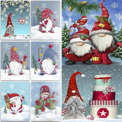Pittura diamante 5D fai da te Babbo Natale in inverno Mosaico diamante Kit punto croce Decorazione domestica Ricamo diamante rotondo completo