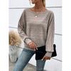 Autumn/Winter Comfortable Casual Solid Color Sweaters Long Sleeve Round Collar Splicing Head Pullover Loose Female Tops