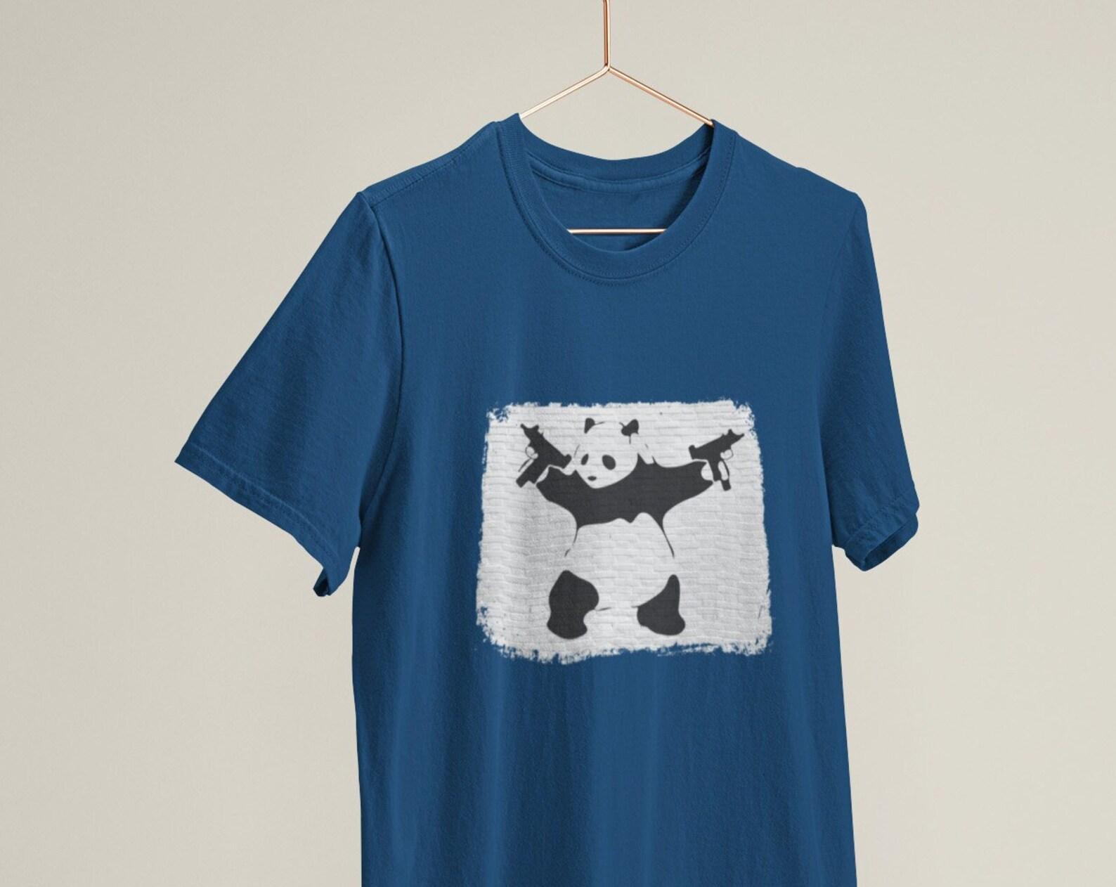 Banksy Panda Graffiti / Heavyweight cotton unisex T shirt with print tee top XL