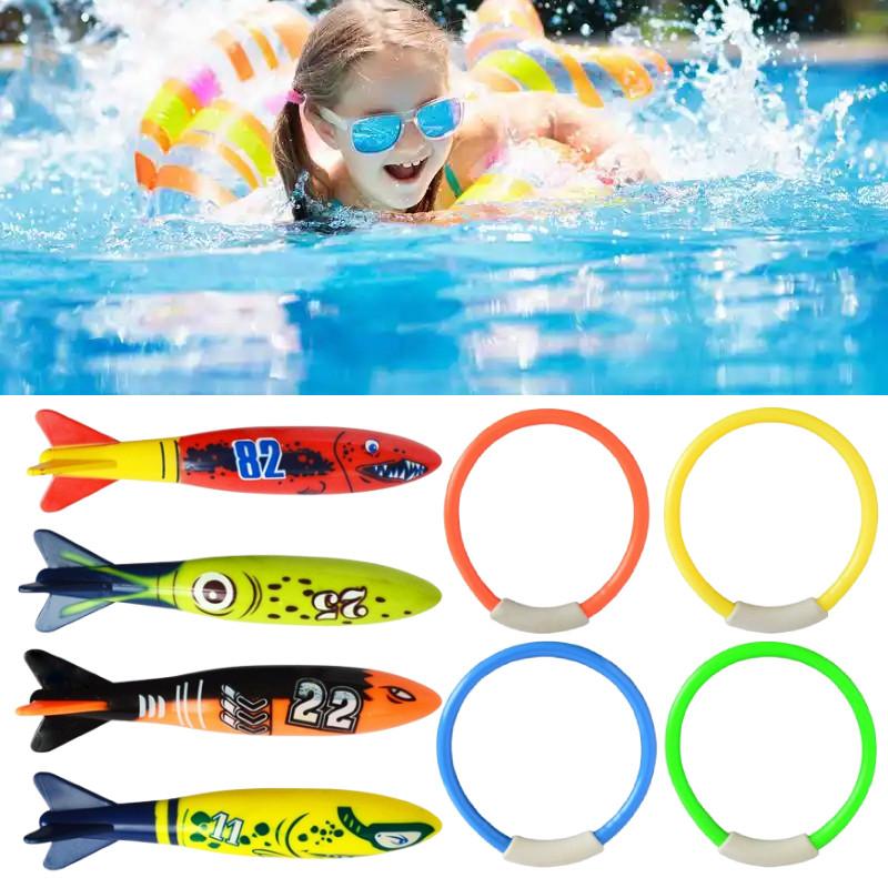 Rings Torpedoes Floating Swimming Pool Toys Dive Sticks Kids Game Gift Prop