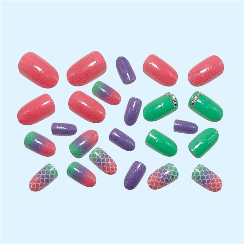 Dream Mermaid Wearing Nails Hot Girl Sweet Cool Ins Style European And American Fake Nails Finished Gradient Glitter Nail Polish