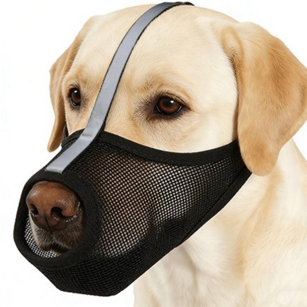 

Washable Puppy Mouth Cover Adjustable Strap Dog Mouth Mask Dog Face Cover Prevents Biting S чёрный