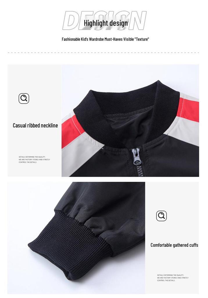 Boys' Trendy Spring & Autumn 2025 Baseball Jacket - Medium/Large Sizes